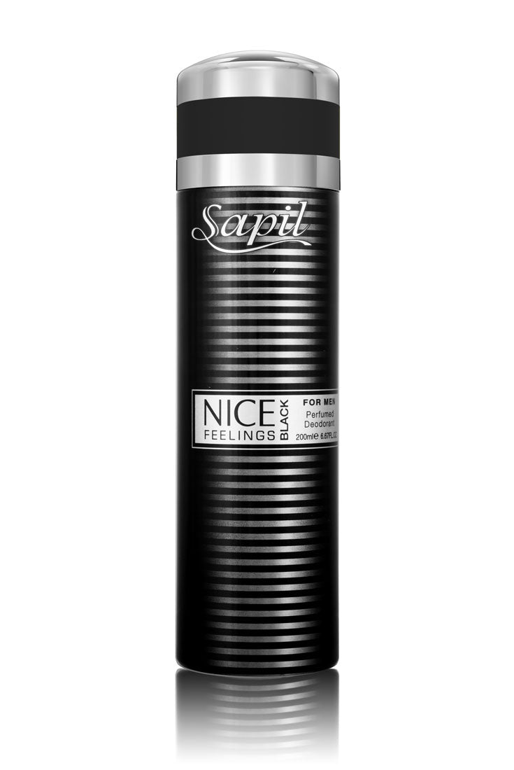 6 Pack Sapil Nice Feeling Black for Him - Deodorant, 200 ML